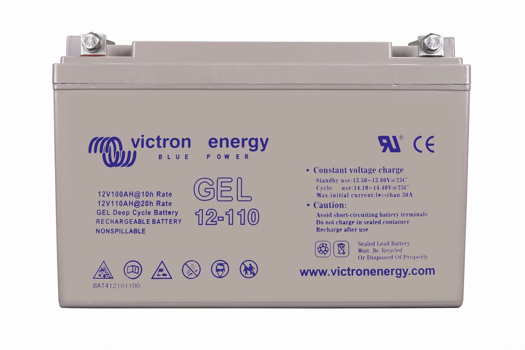 12V 110Ah Gel Deep Cycle Battery (front) [#2911]