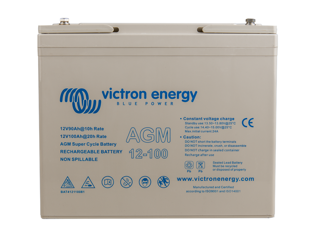 12V 100Ah AGM Super Cycle Battery (front)  [#2977]