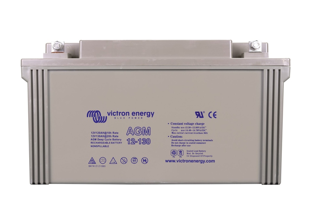 12V 130Ah AGM Deep Cycle Battery (front) [#3059]
