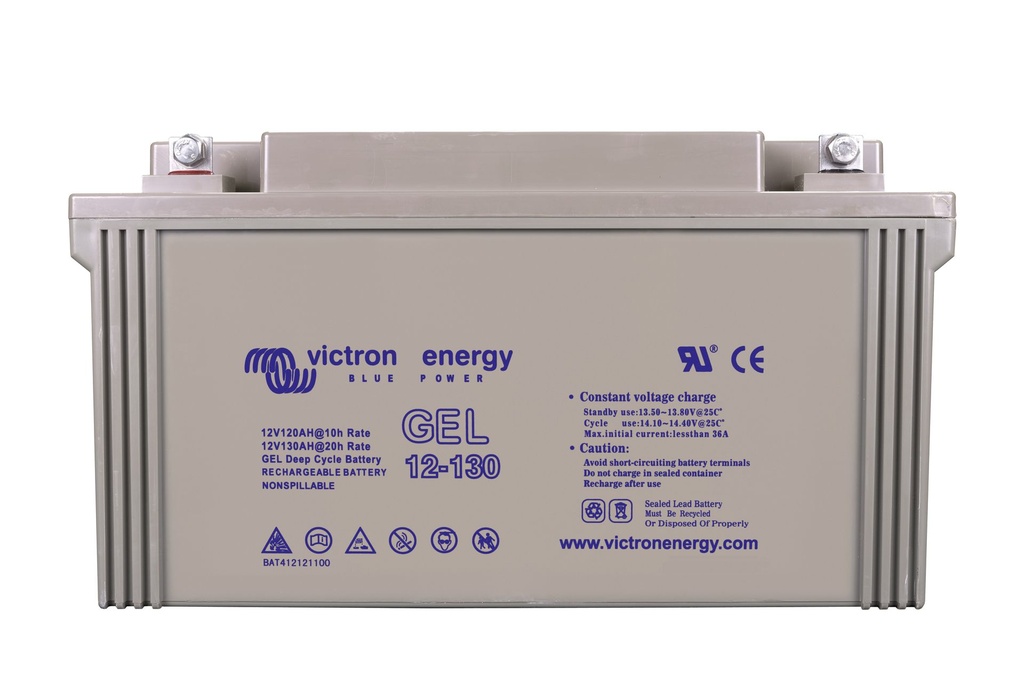 12V 130Ah Gel Deep Cycle Battery (front) [#3102]