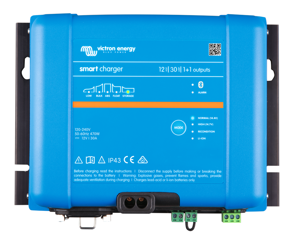 Smart IP43 Charger 12V 30A 1+1 outputs (top)  [#24615]