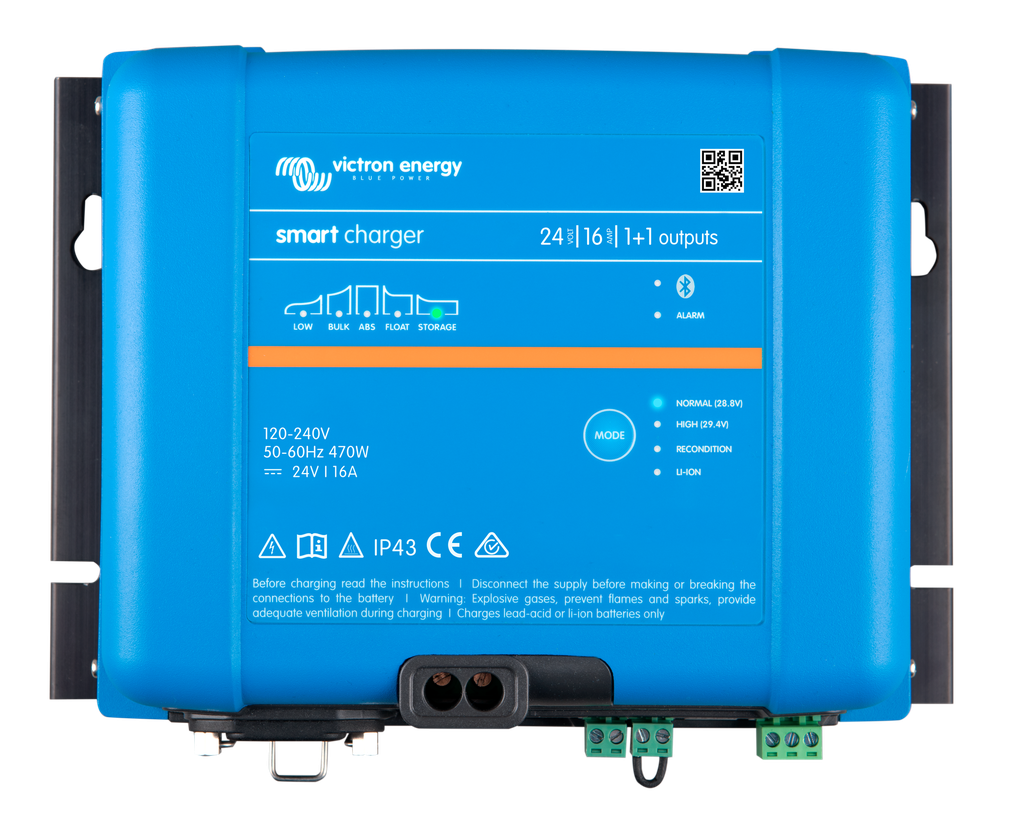 Smart IP43 Charger 24V 16A 1+1 outputs (top)  [#24744]