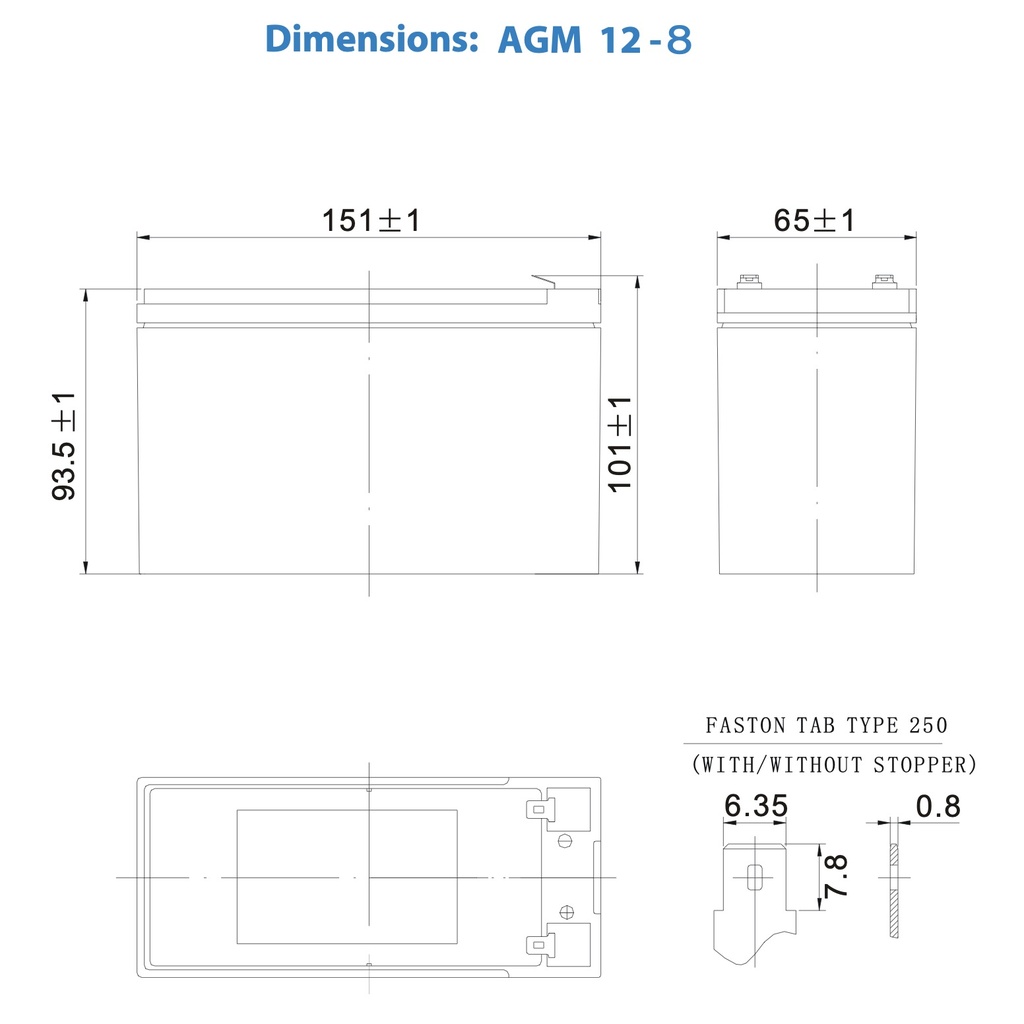 Gel und AGM Batterien AGM, 12V/8Ah AGM Deep Cycle Batt.